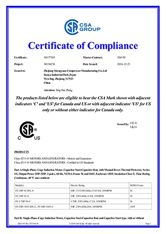 CSA ODP TEFC CERTIFICATE 80177585